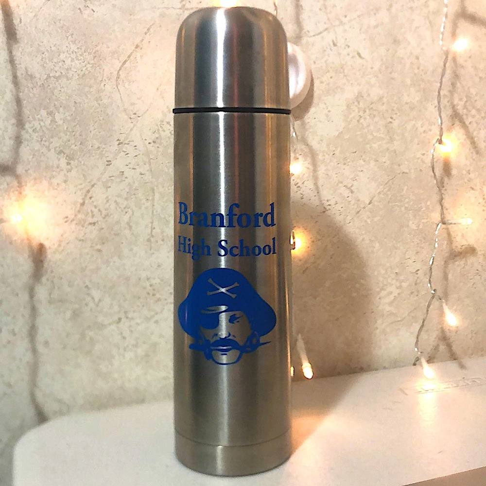 Branford High school thermos with leather case included
